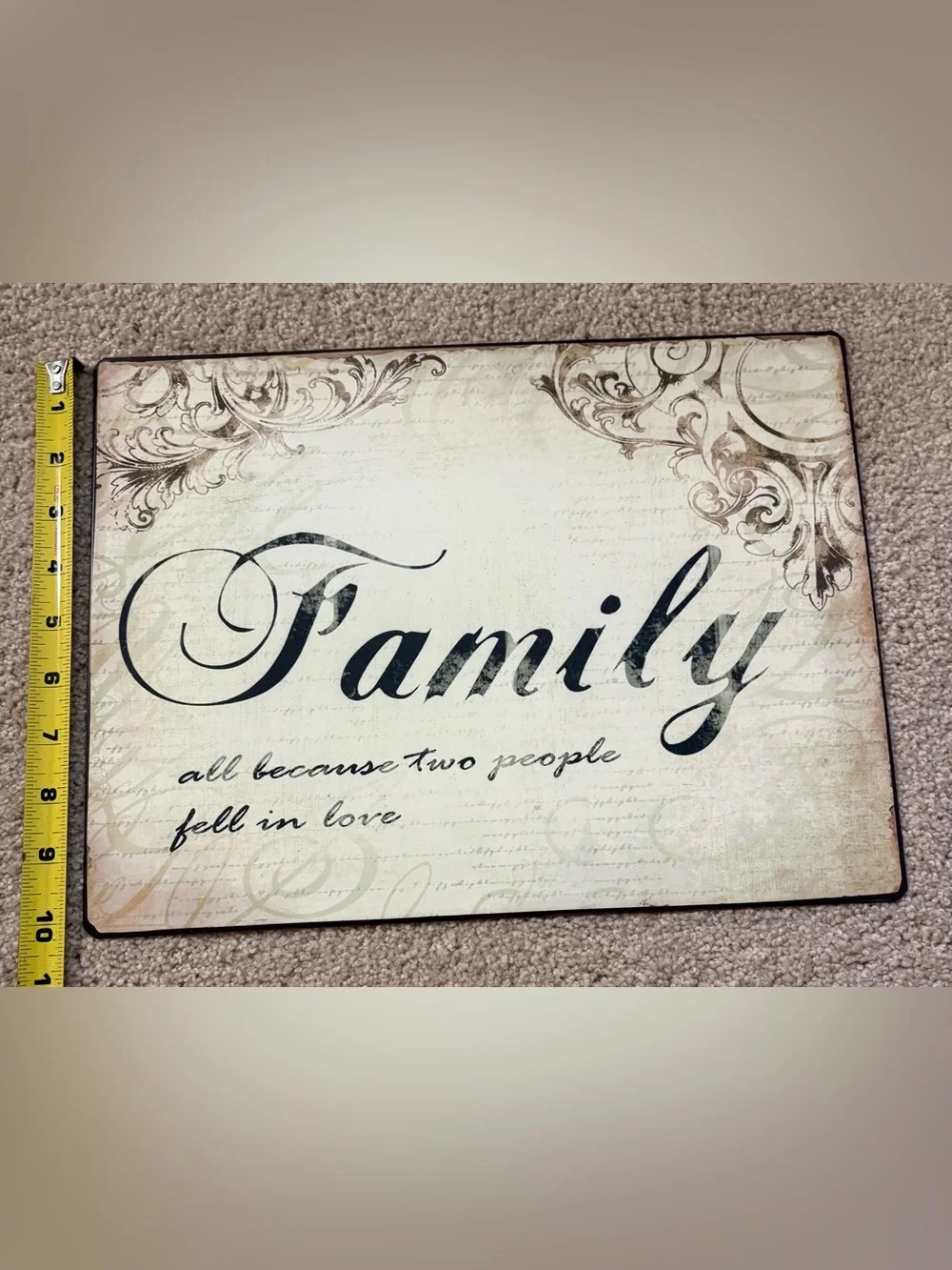 Distressed Family Script Metal Wall Art
